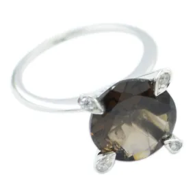 Jaipur Gemstone Smoky Quartz 925 Sterling Silver Ring Magic Jewelry