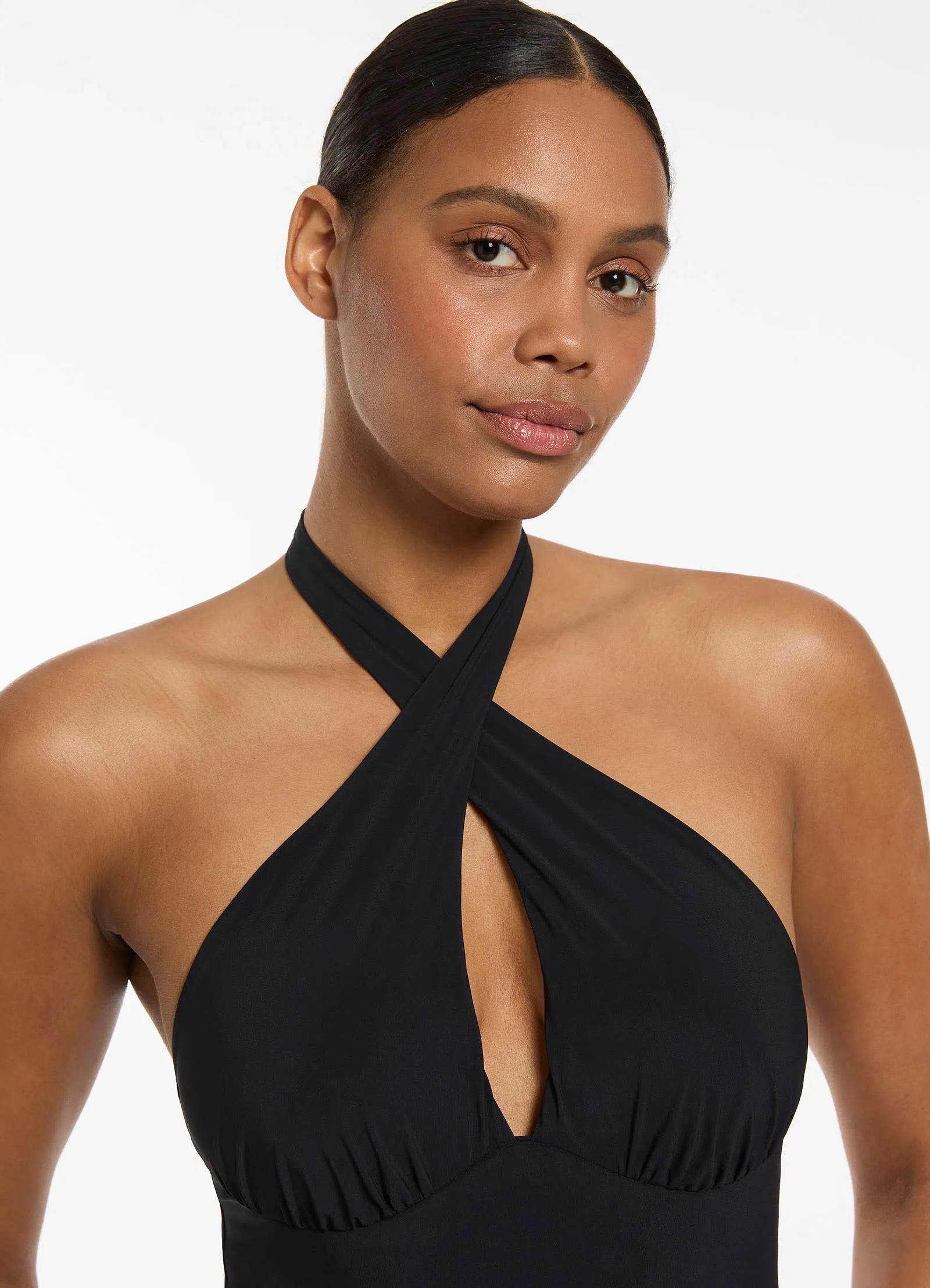 Jetset Cross Over Halter One Piece - Black