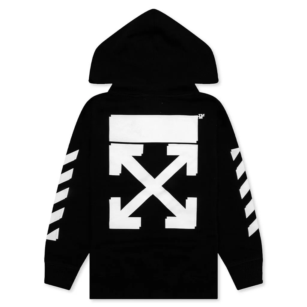 Kids Rubber Arrow Hoodie - Black/White