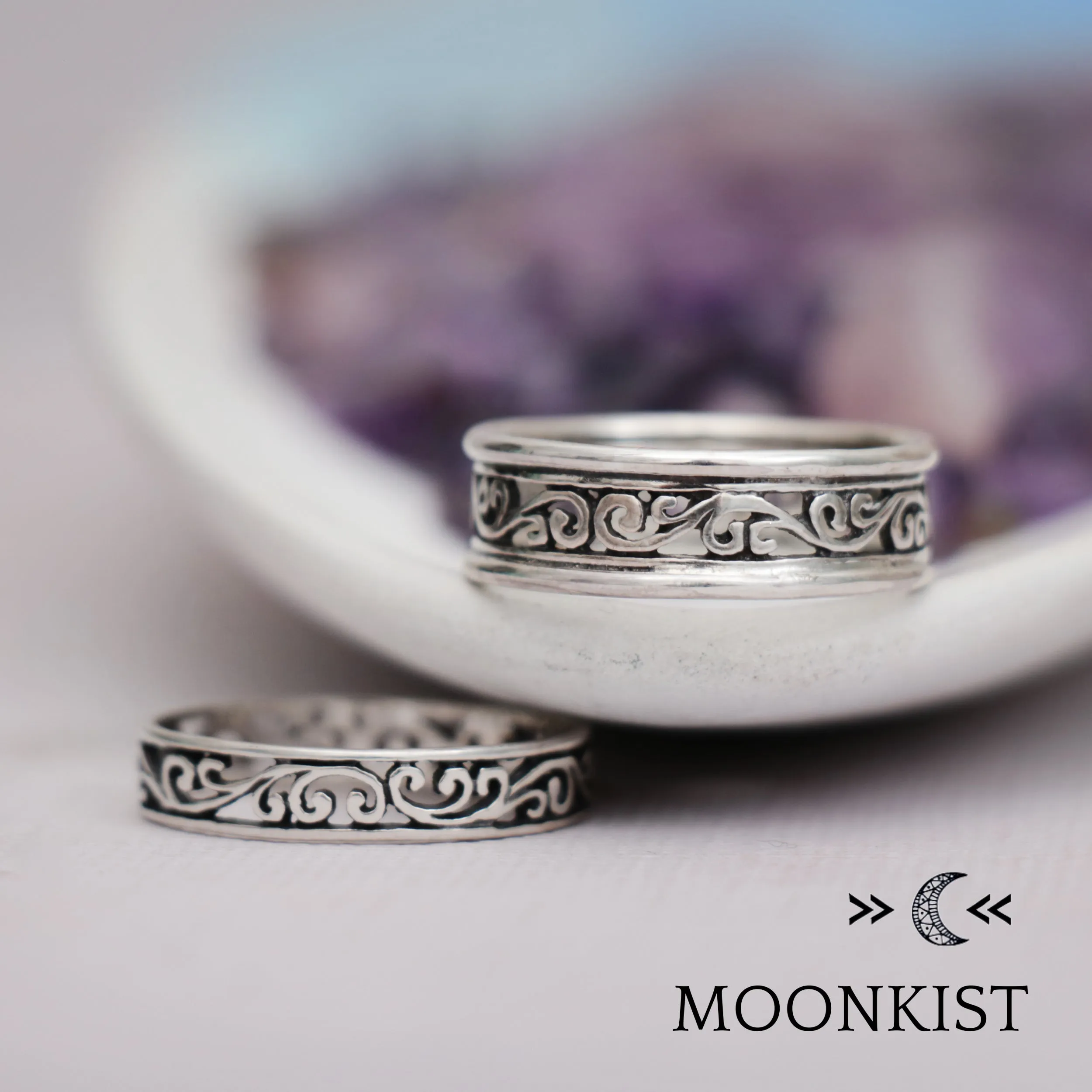 Lace Filigree Wedding Band Set | Moonkist Designs