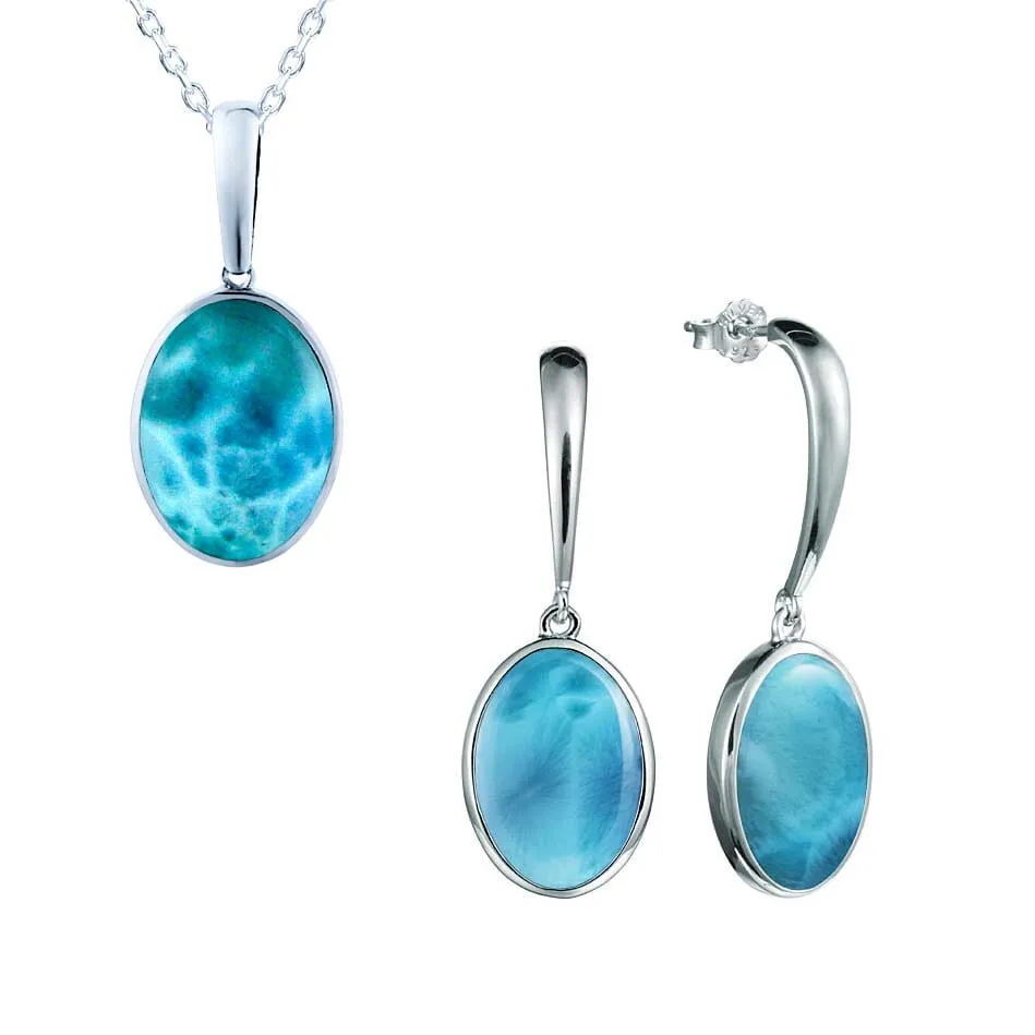 Larimar Paradise Pendant & Earrings Set