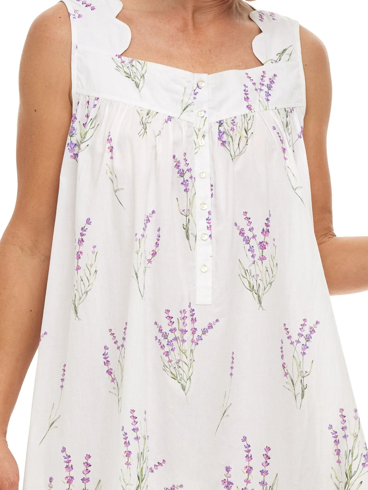 Lavender Print Gathered Nightgown