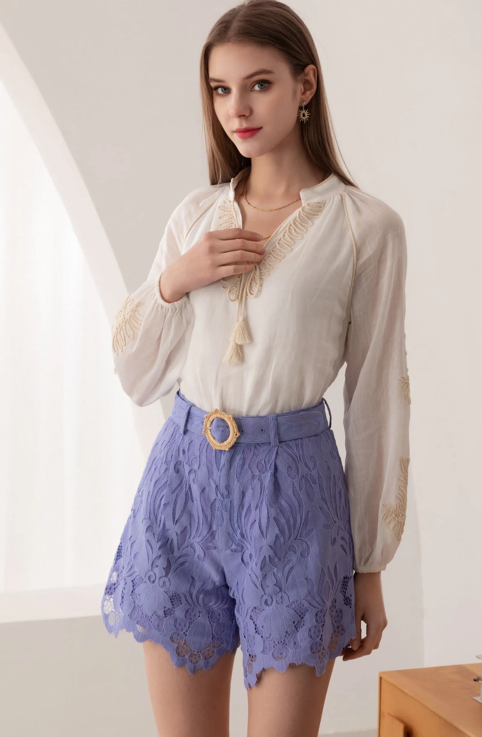 Leila Tie Blouse - White - GDS