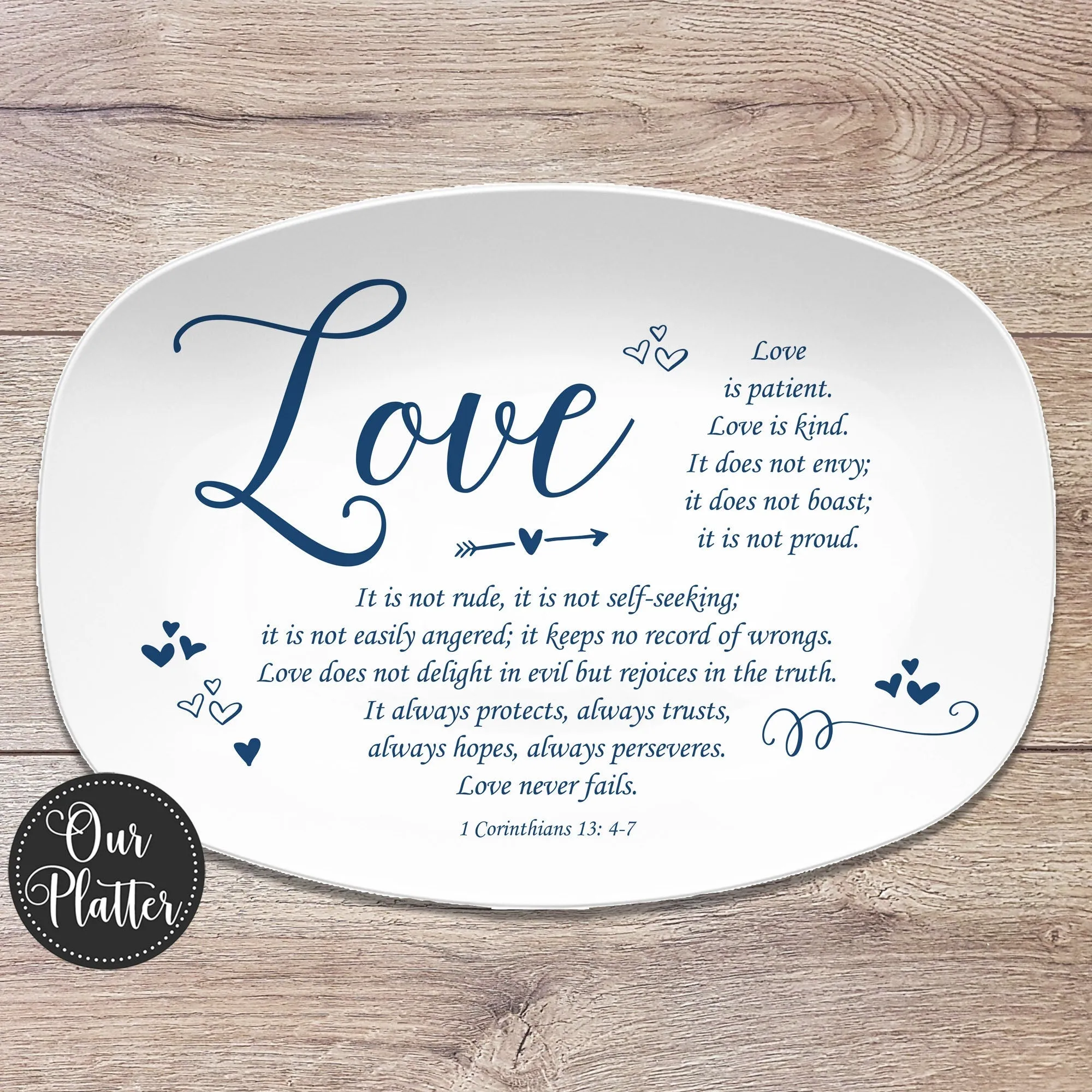 Love Corinthians Verse 13:4-7 Scripture Personalized Platter