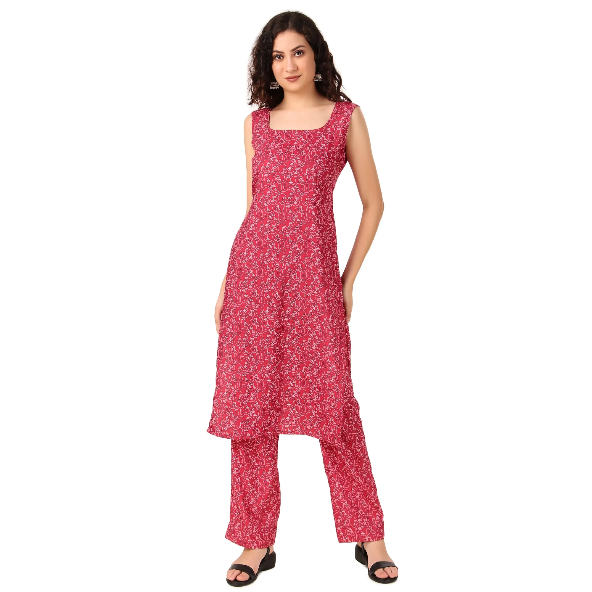 Magnetism  Modern Print Red Kurta (Customize)