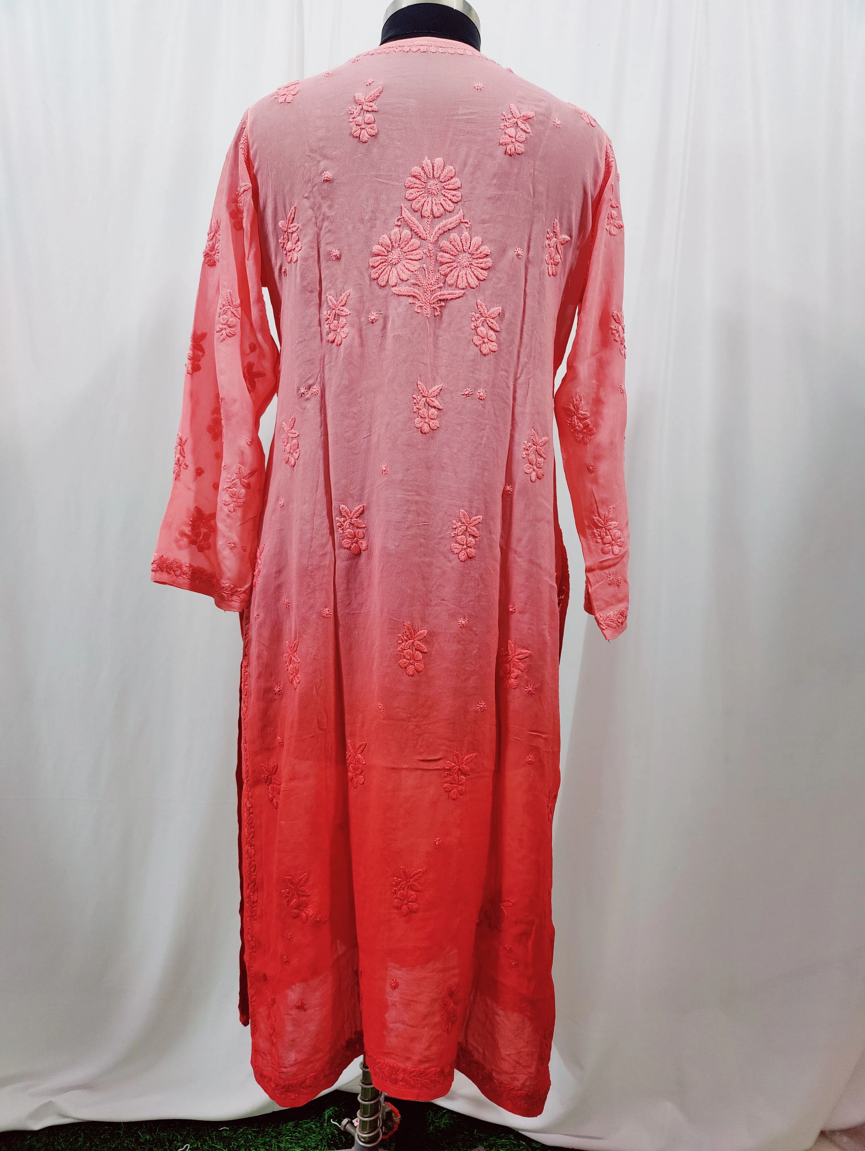 Maher Viscose 3D Work Long Chikankari Kurti