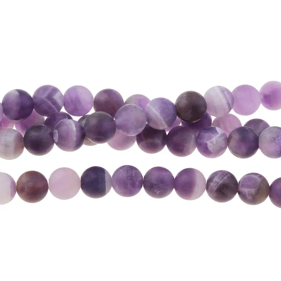 MATTE Dog Teeth Amethyst 8mm Round - 8-Inch