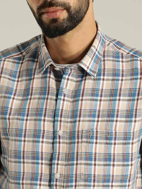 Men Checked Full Sleeve Linen Blend Shirt