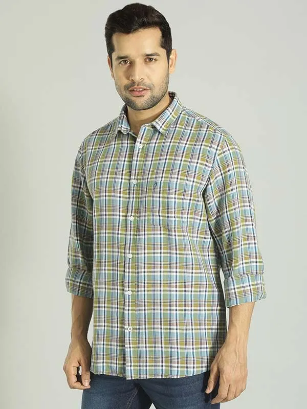 Men Checked Full Sleeve Linen Blend Shirt