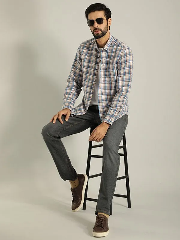 Men Checked Full Sleeve Linen Blend Shirt