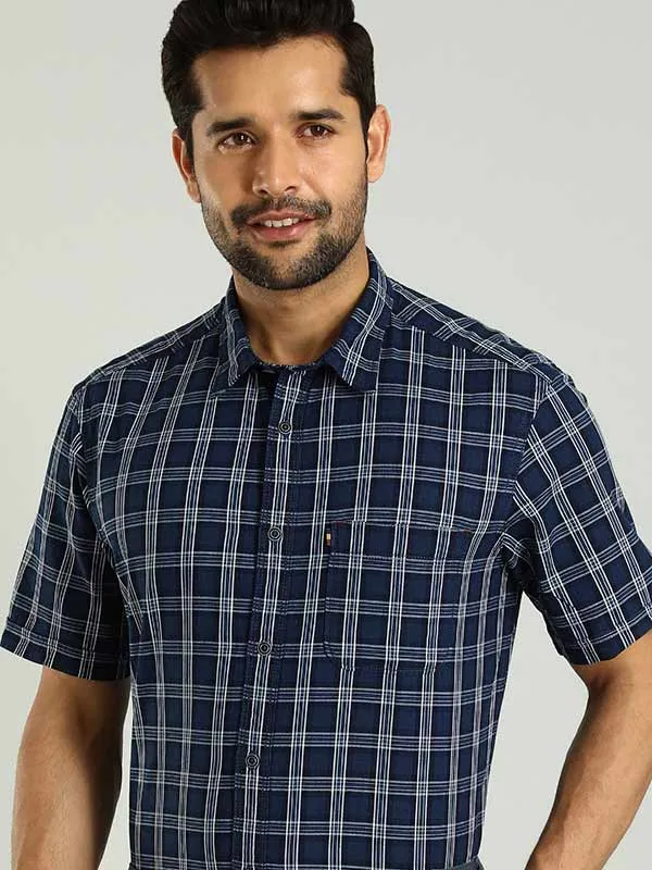 Men Checked Half Sleeve Cotton Shirt