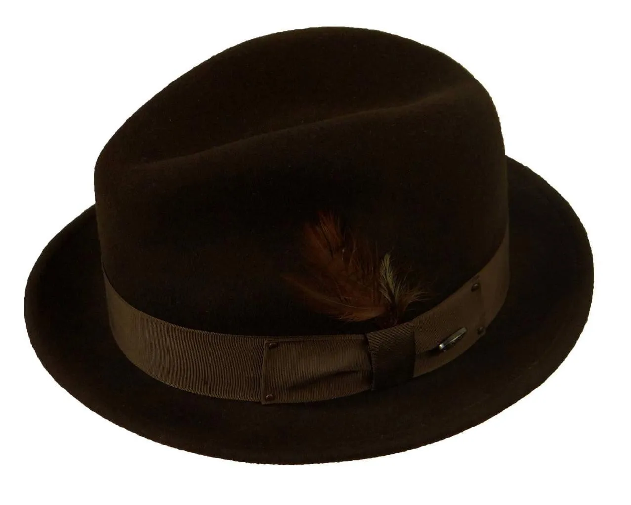 Men's Bailey Of Hollywood Litefelt Wool Center Dent Tino 7001 Fedora Brown