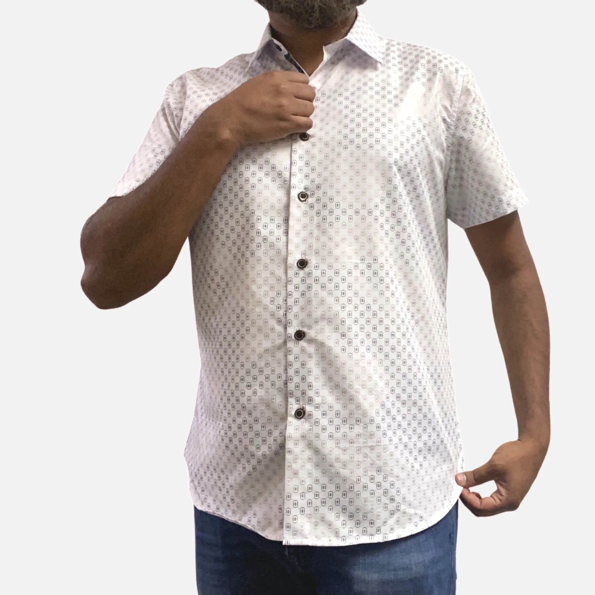 Mens White Short Sleeve Summer Shirt MS-308 | Slim Fit