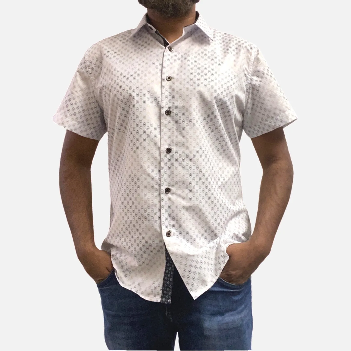 Mens White Short Sleeve Summer Shirt MS-308 | Slim Fit