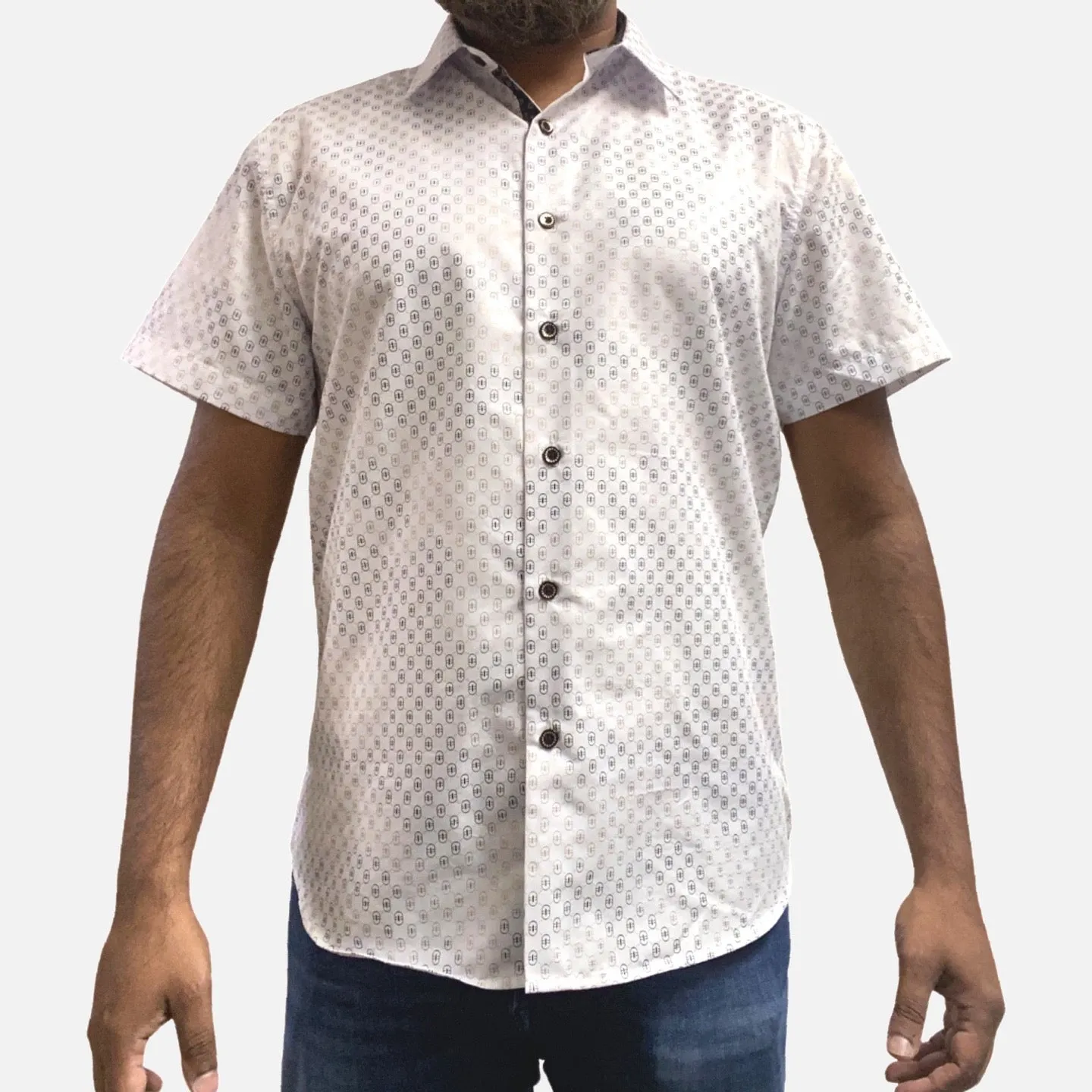 Mens White Short Sleeve Summer Shirt MS-308 | Slim Fit