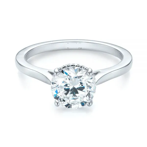 Micro Pave Diamond Side Stone Engagement Ring [Setting Only] - EC087