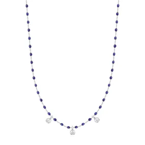 Mini Gigi Lapis necklace, White Gold 3 diamond, 16.5"