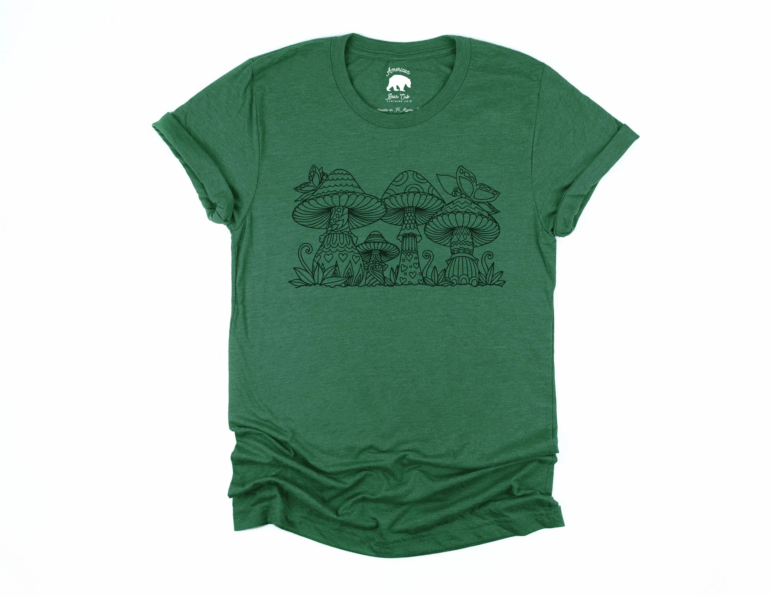 Mushrooms and Butterflies Adult Shirts