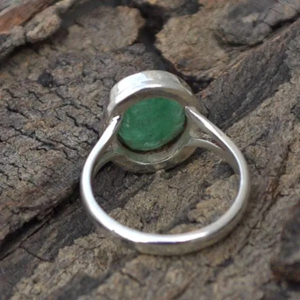 Natural Emerald Gemstone 925 Sterling Silver Ring- May Birthstone Gift Ring, Emerald Jewelry, Nickel Free