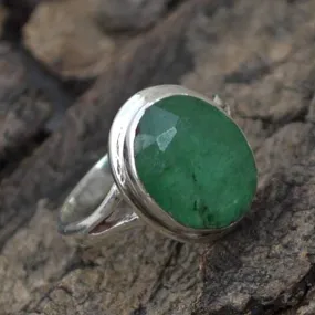 Natural Emerald Gemstone 925 Sterling Silver Ring- May Birthstone Gift Ring, Emerald Jewelry, Nickel Free