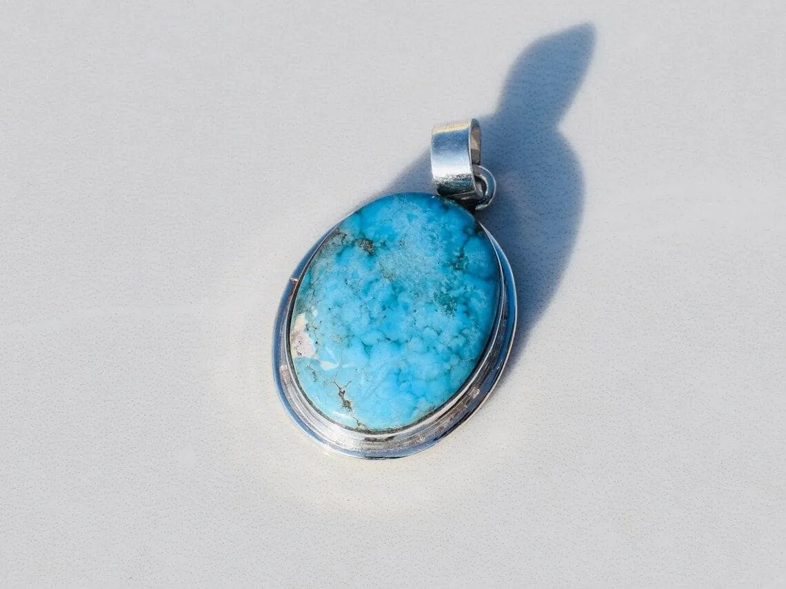 Natural Turquoise Pendant, Sterling Silver Pendant, Handmade Pendant, Blue Turquoise, Natural Gemstone, Gemstone Pendant, Turquoise Stone