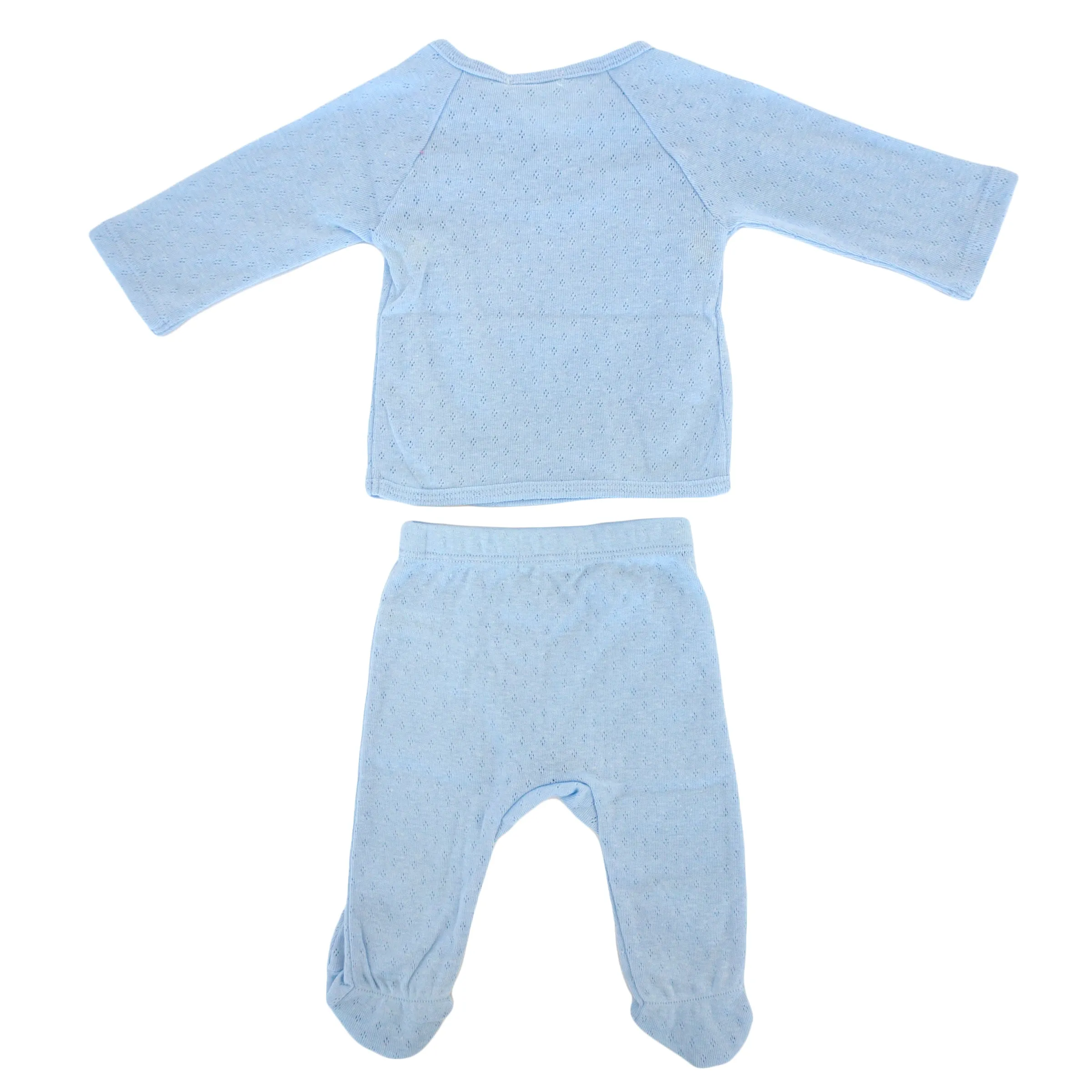 oh baby! Pointelle Kimono Footie Set - Sky Heather