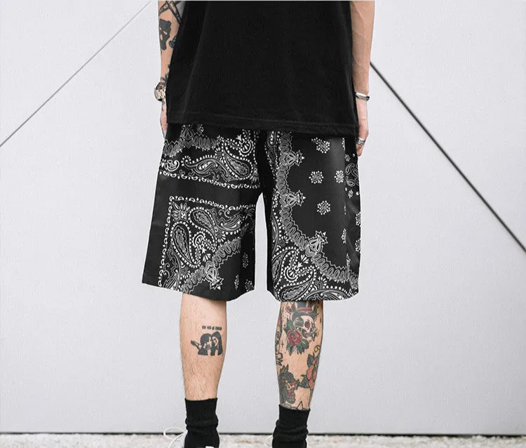 PAISLEY PRINT SHORTS - BLACK