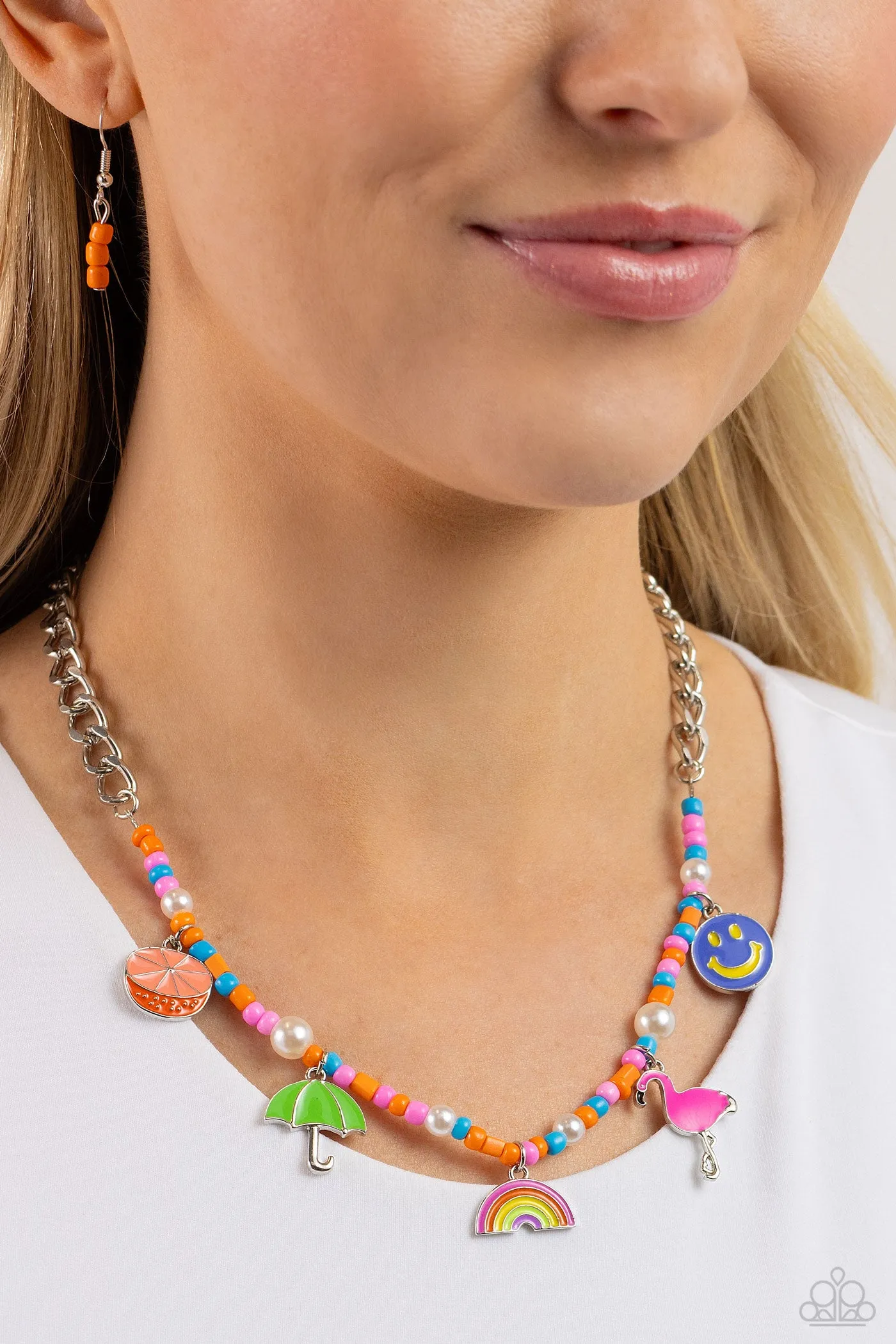 Paparazzi Summer Sentiment Orange Necklace & Earring Set