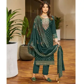 Party wear Green Women Kurta Pant with Dupatta Suit