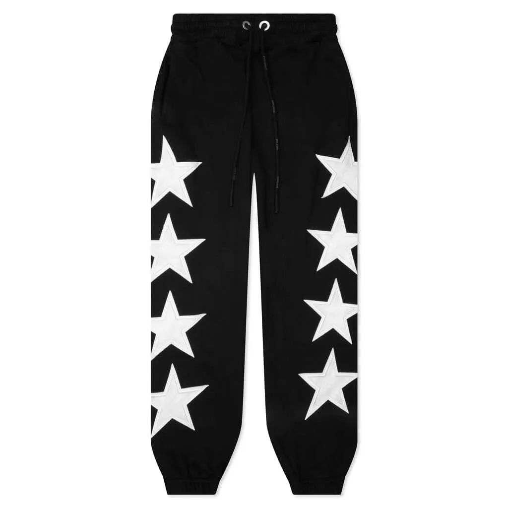 Patched Stars Vintage Sweatpants - Black/White