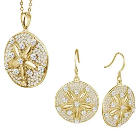 Pavé Ocean Sand Dollar Pendant & Earrings Set