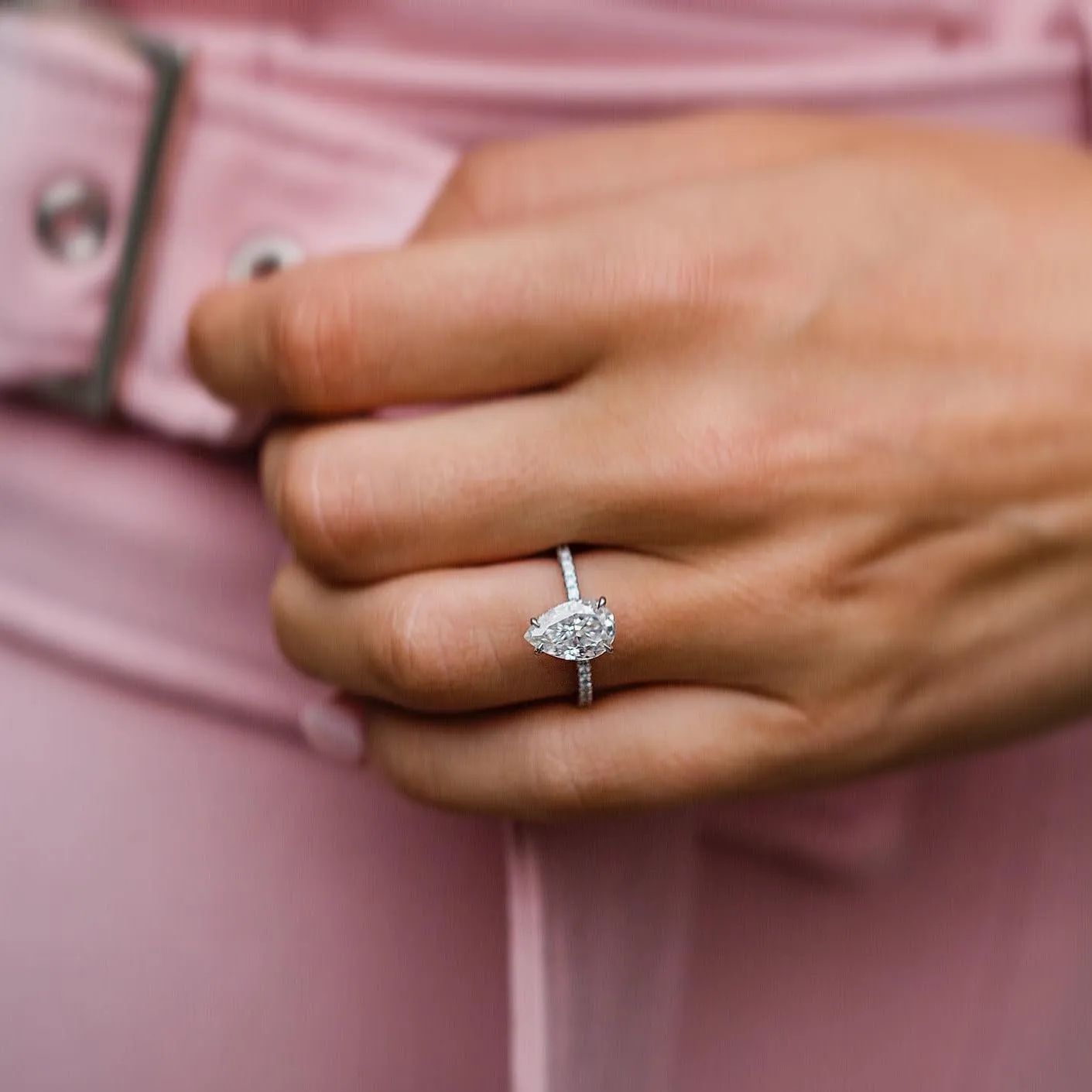 Pear Shaped Halo Engagement Ring