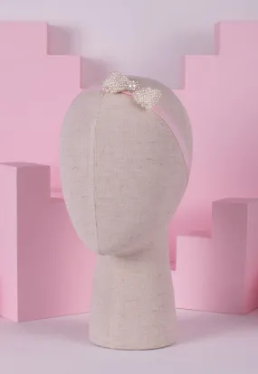 Pearl Beaded Bow Ribbon Headband