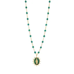 Petite Madone Supreme Emerald diamond necklace, Yellow Gold, 16.5"