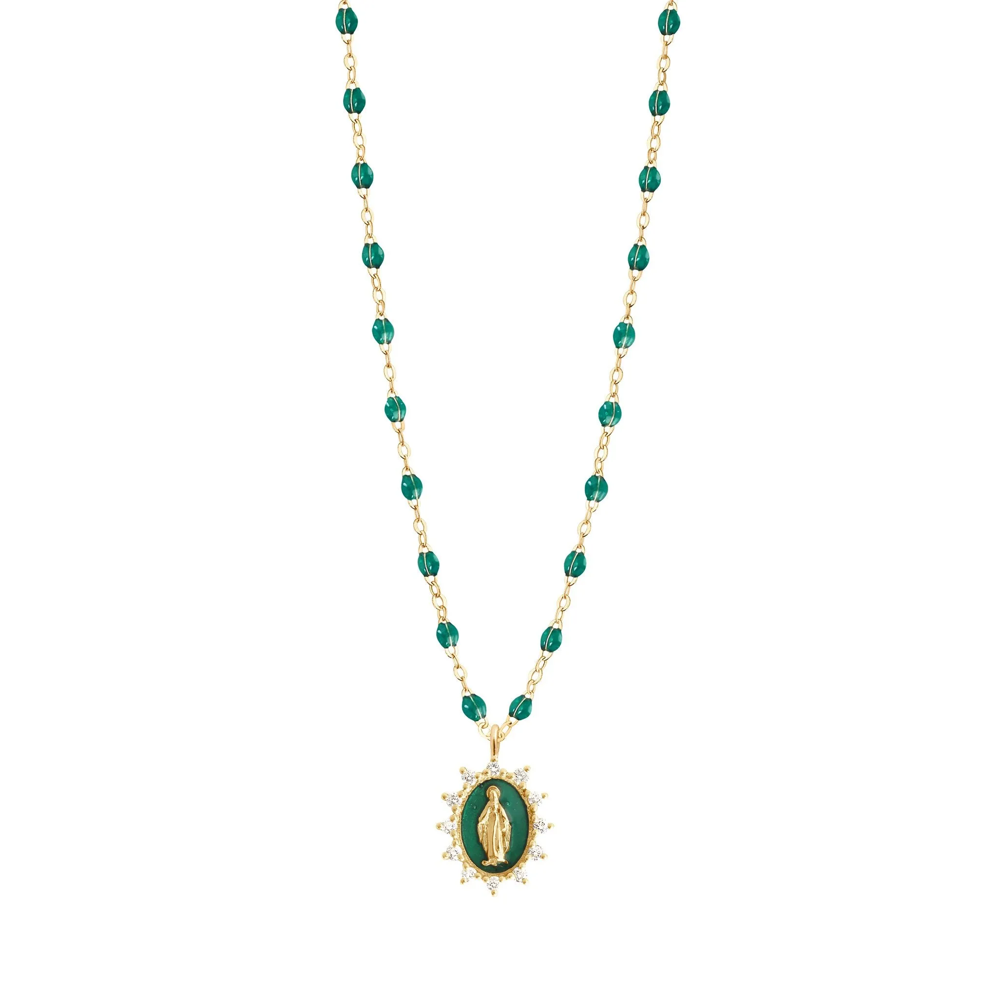 Petite Madone Supreme Emerald diamond necklace, Yellow Gold, 16.5"