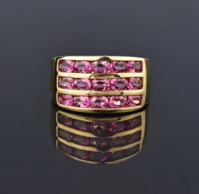 Pink Tourmaline Heavy 14K Gold Cigar Band Ring