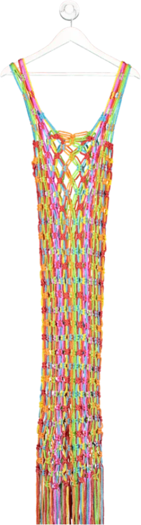 Pitusa Multicoloured Rainbow Crochet Beach Dress One Size