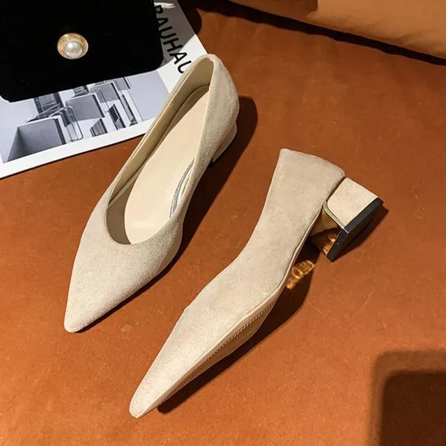 Pointy-Toe Block Heel Pumps cc34