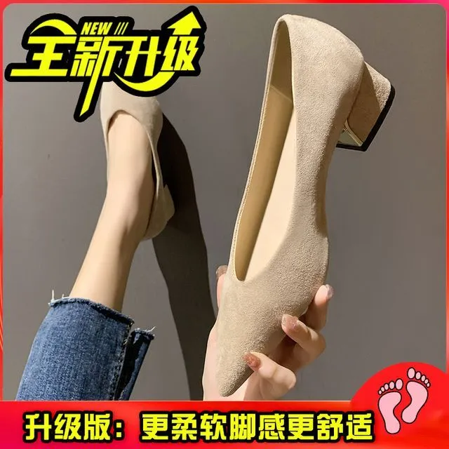 Pointy-Toe Block Heel Pumps cc34