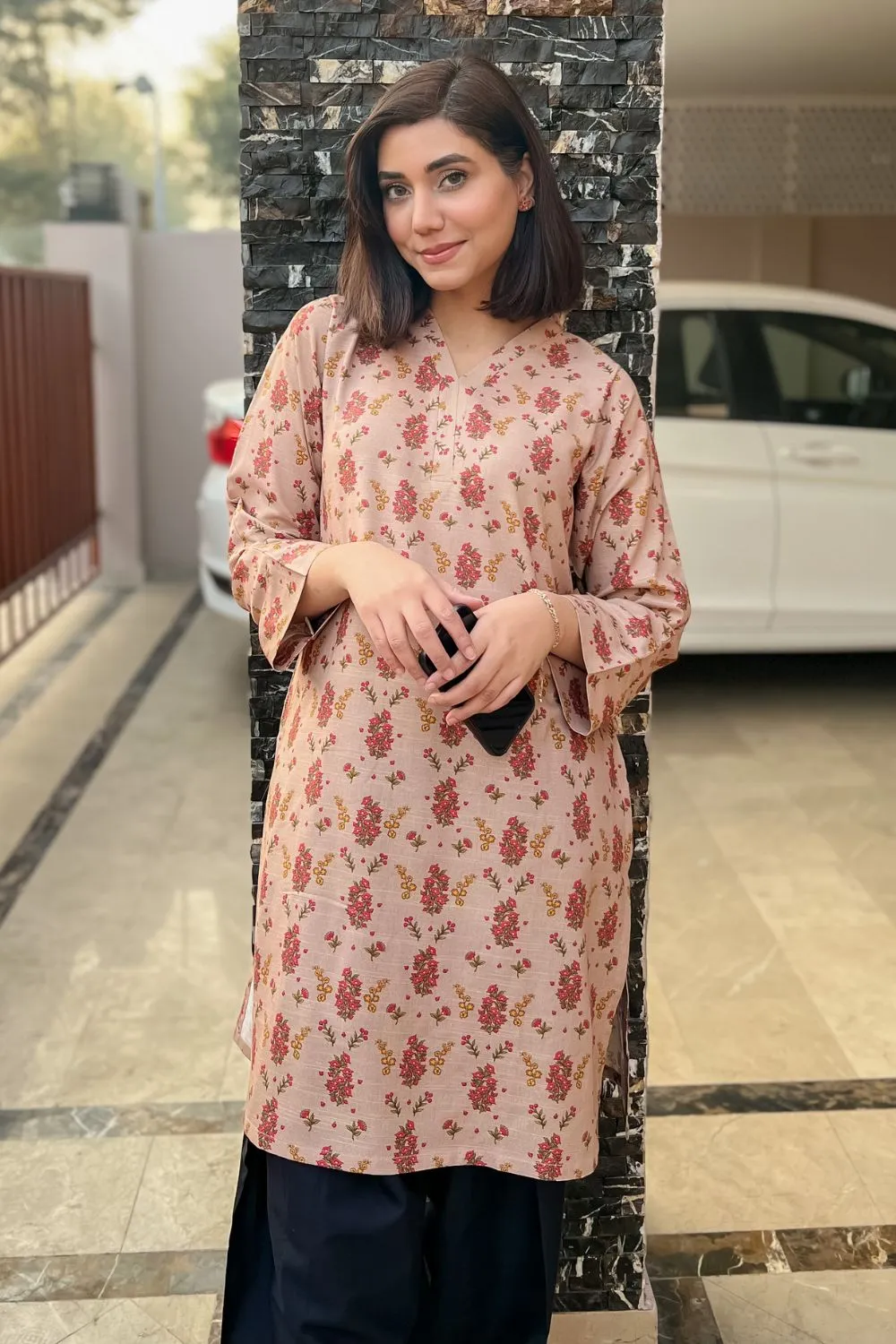 Printed Khaddar Kurti - D35