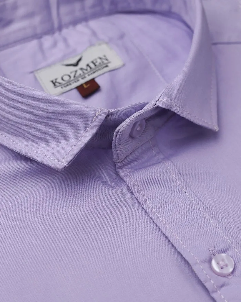 Purple Color Affordable Solid Cotton Shirt