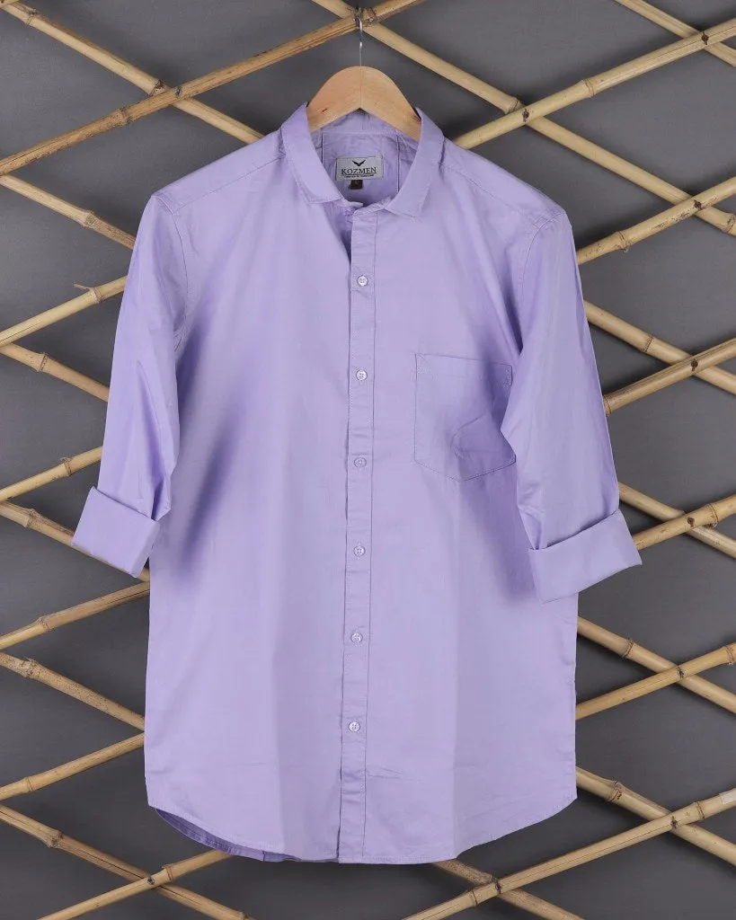 Purple Color Affordable Solid Cotton Shirt