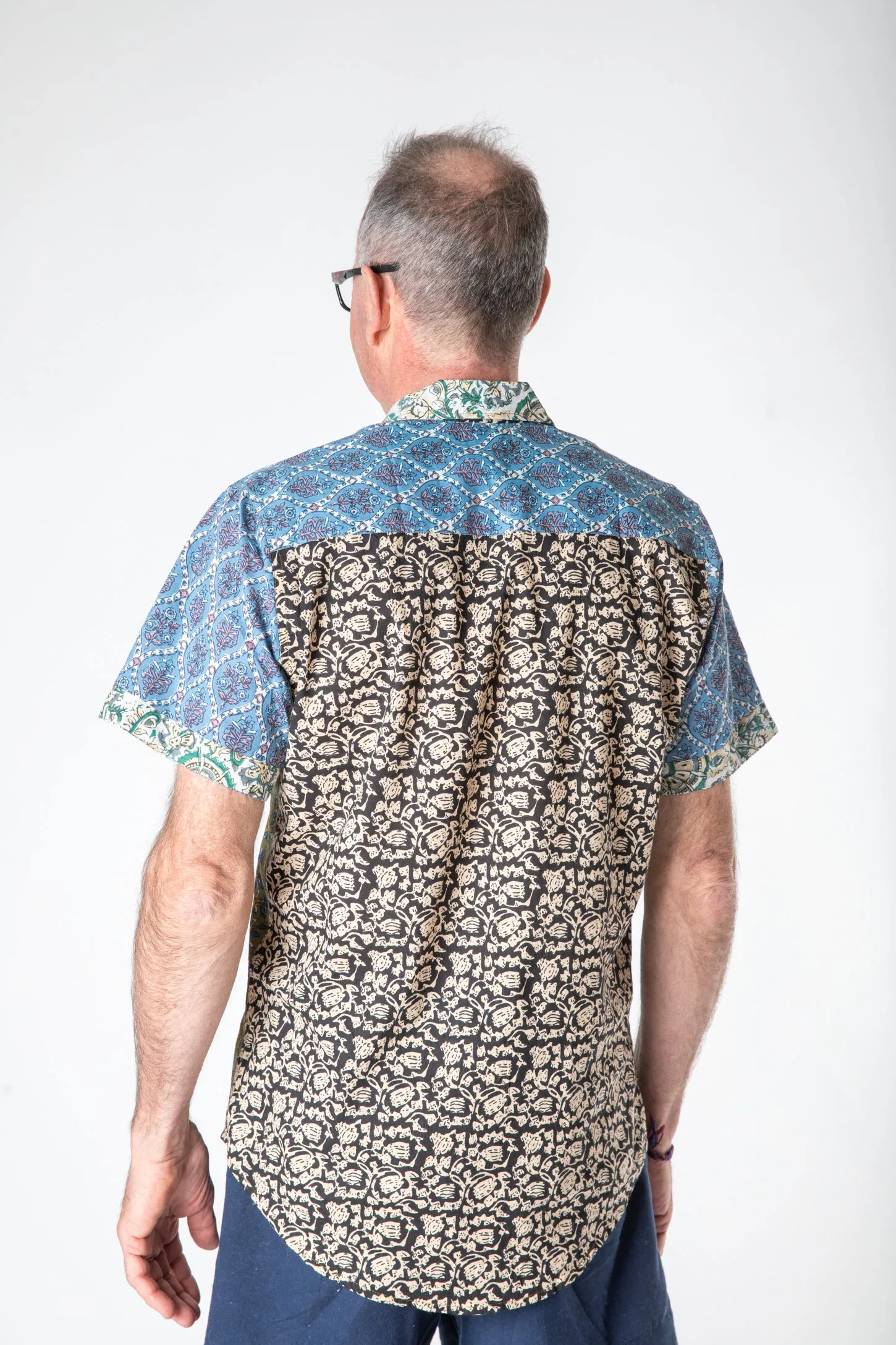 Rahi Patchwork Block Print Button Up