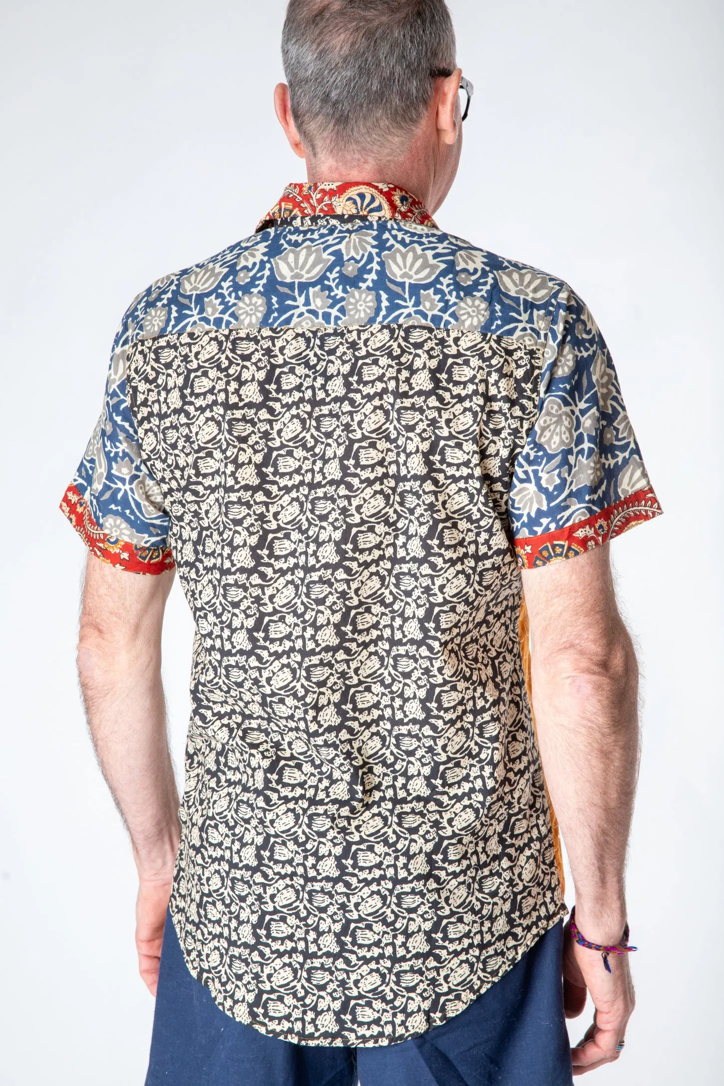 Rahi Patchwork Block Print Button Up