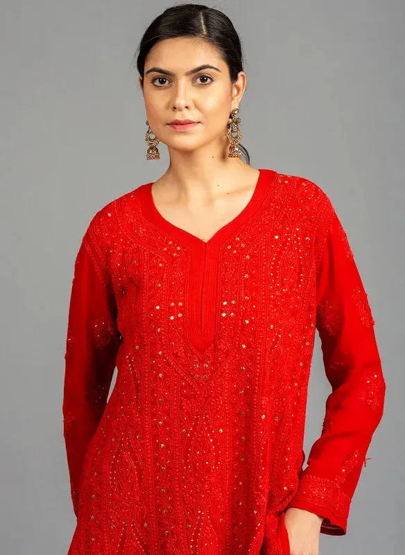 Rakul Preet Viscose Mukaish Chikankari Kurti