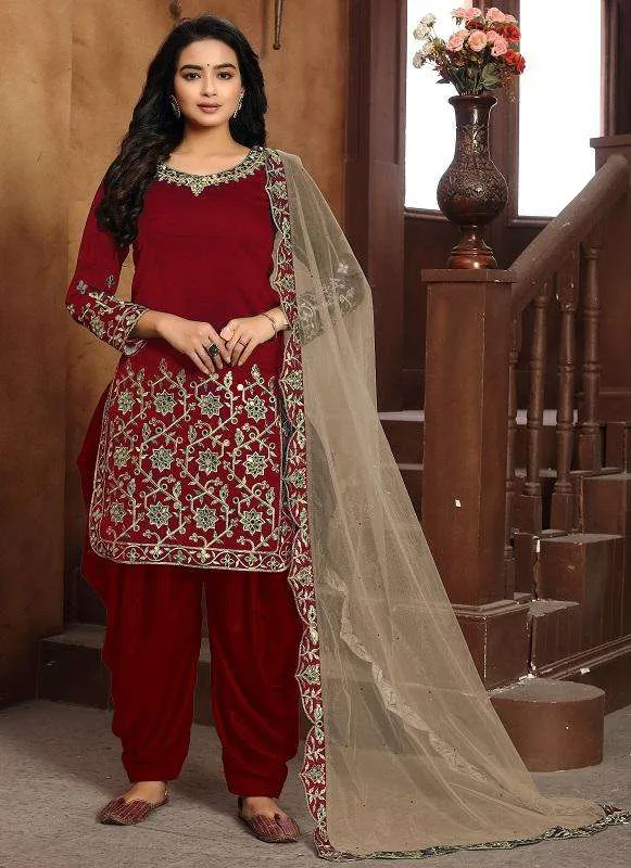 Red Color Hit Original Pakistani Style Festive Party Wear Salawar Kameez