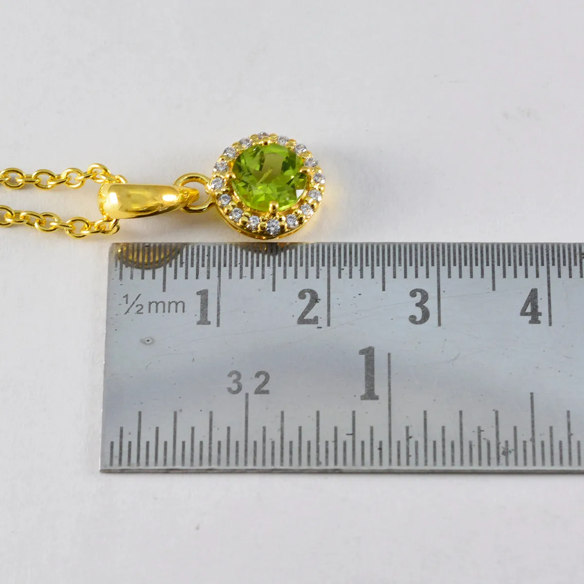 Riyo Cute Gems Round Faceted Green Peridot Silver Pendant Gift For Wife