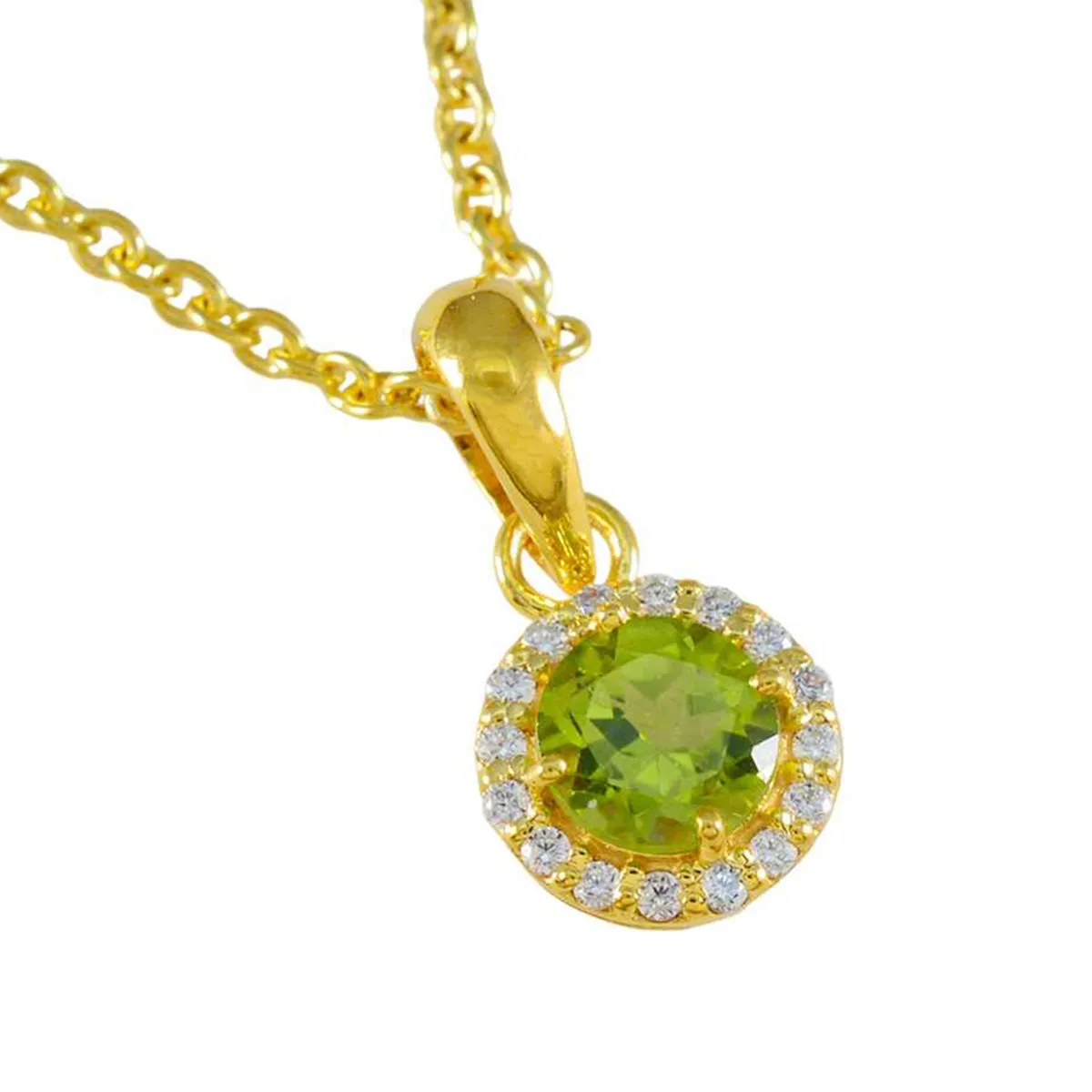 Riyo Cute Gems Round Faceted Green Peridot Silver Pendant Gift For Wife