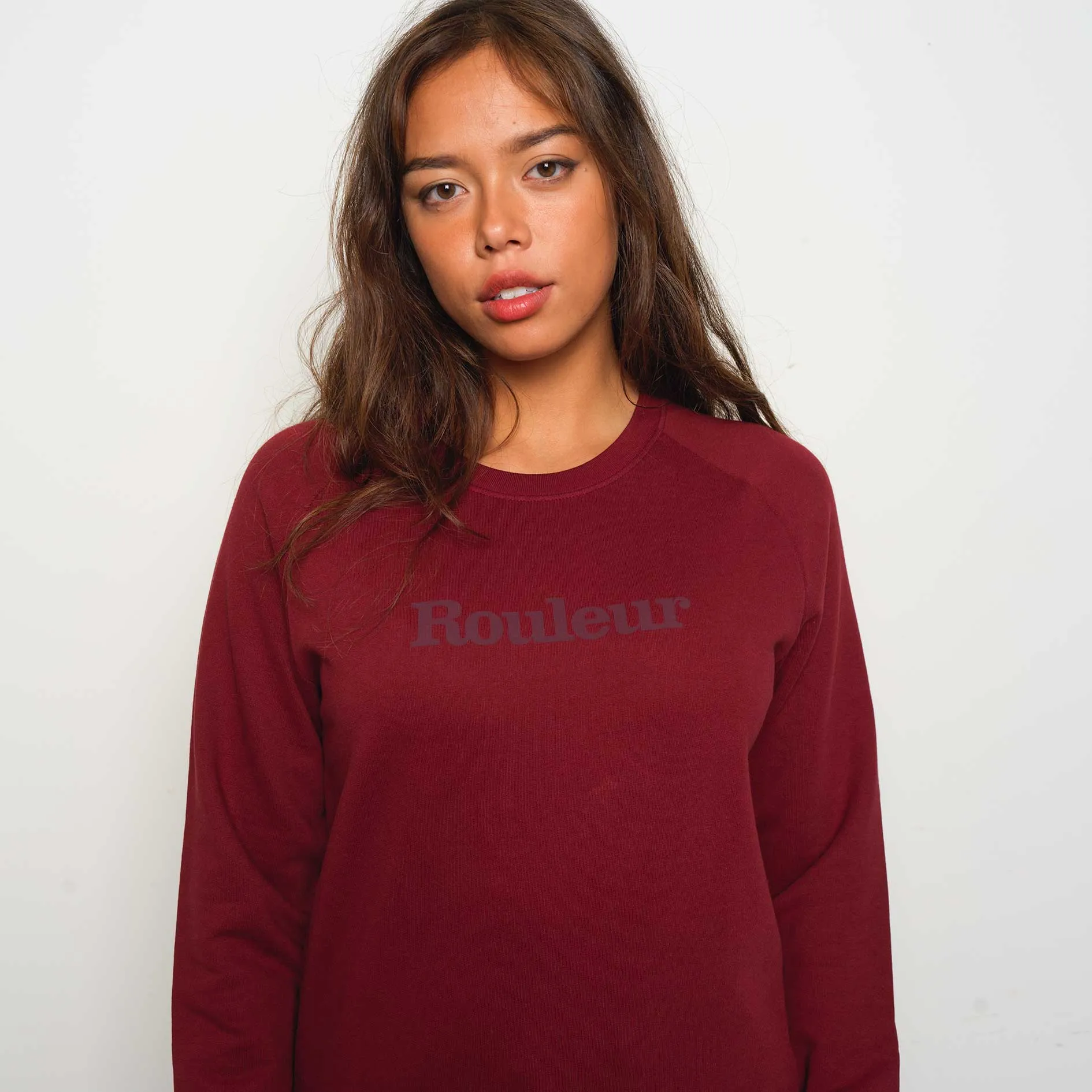 Rouleur Logo - Organic Sweatshirt - Unisex - Burgundy