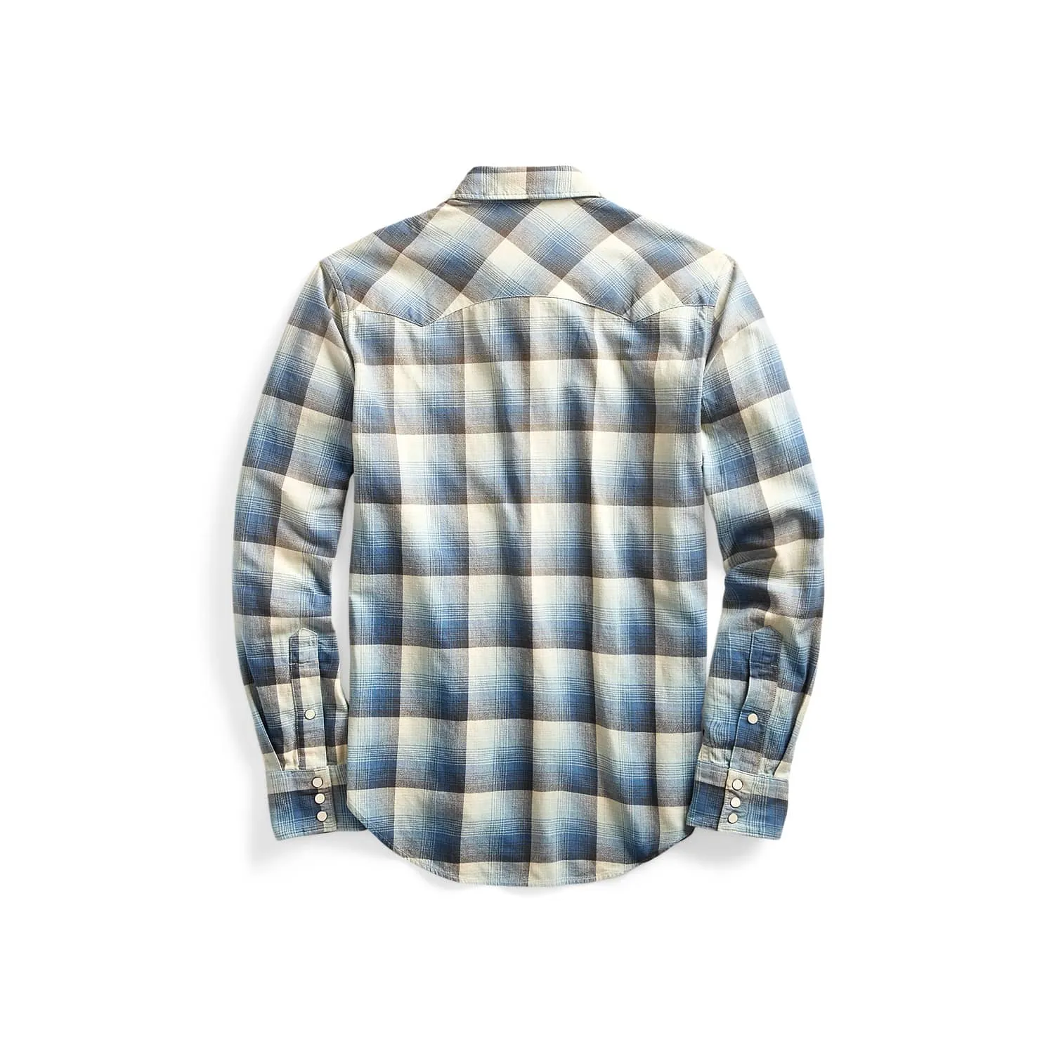 RRL Plaid Twill Western Workshirt Blue Multi